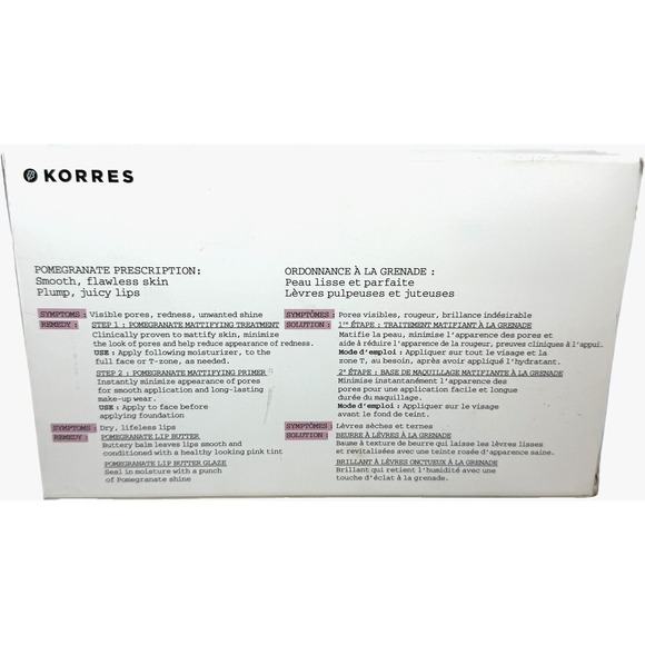Korres Set Lip Butter Lip and Face Glaze Primer Mattifying Treatment Pomegranate - Picture 2 of 2